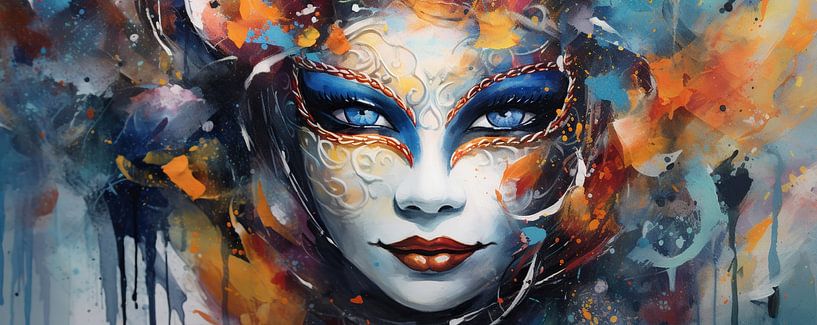 Secret Gaze | Colourful Portrait par Peintures accrocheuses