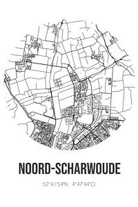Noord-Scharwoude (Noord-Holland) | Carte | Noir et blanc sur Rezona