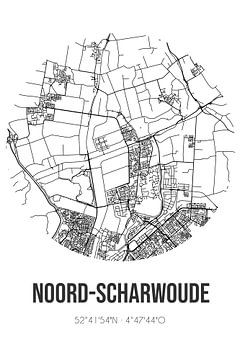 Noord-Scharwoude (Noord-Holland) | Landkaart | Zwart-wit van MijnStadsPoster