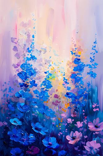 Kleurrijk veld met abstracte bloemen