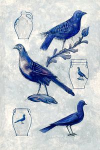Blauwe duiven van Mad Dog Art