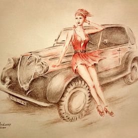 Meisjes en klassieke auto's - Retro van Marita Zacharias