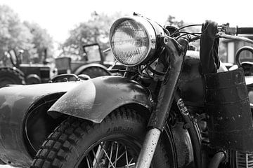 Close Up van 1969 Kapta Dnepr K750 motorfiets met zijspan van Fred Schuch