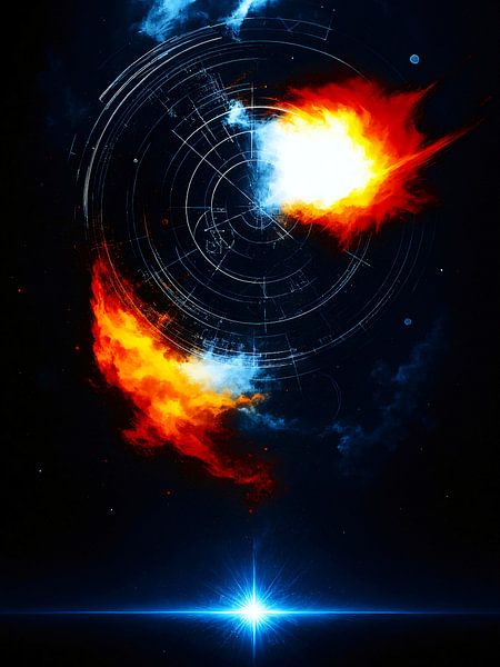 Kosmische Kollision: Eine futuristische Erscheinung von A.D. Digital ART
