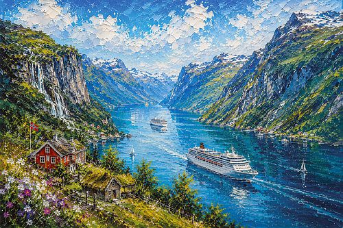 De Sognefjord in Noorwegen schilderij.