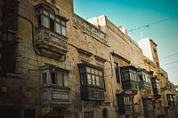 The typical hanging bay windows on Malta