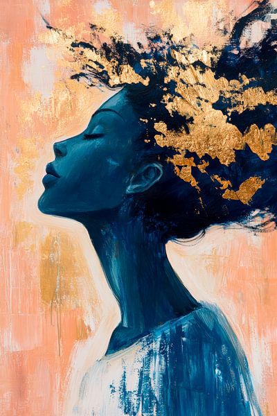 Creative portrait of a woman with gold accents by Poster Art Shop