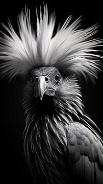 Portrait d'oiseau en noir et blanc