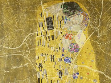 Kaart van Alphen aan de Rijn met de Kus van Gustav Klimt van Map Art Studio