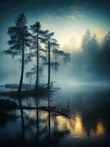 Misty lake by haroulita