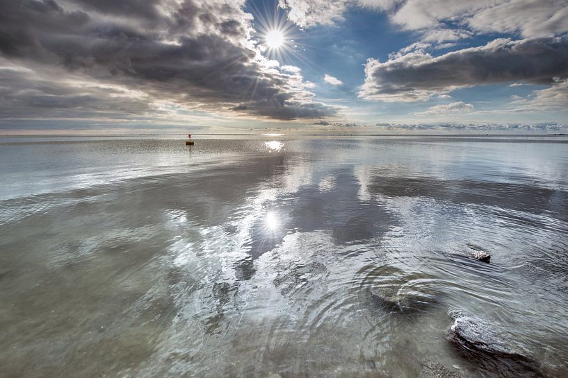 The IJsselmeer on a windless summer's day by Harrie Muis