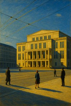 Heure d'or à Leipzig - Harmonie urbaine inspirée par Edward Hopper sur Travel Shop