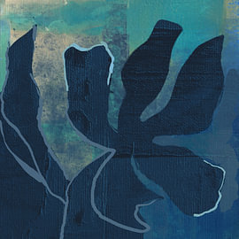 Botanical Silhouette in Blue | Mixed Media- Lower half by MadameRuiz