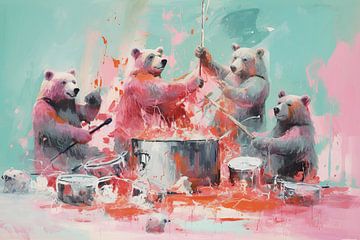 Bears Cooking | Modern Art sur Blikvanger Schilderijen