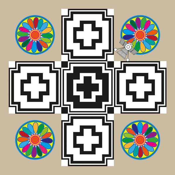Anunnaki Cross UFO Beige Black &amp; White Multicolor by Esther van de Beek