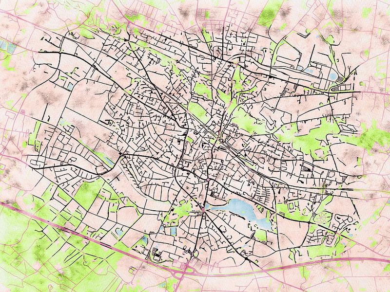 Carte de Ibbenbüren avec le style 'Soothing Spring' par Maporia