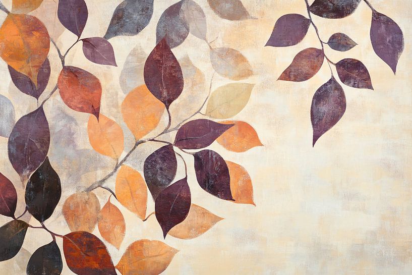 Abstract autumn leaves on branches by Imperial Art House