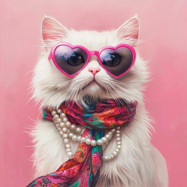 Stylish cat with heart-shaped glasses by Poster Art Shop