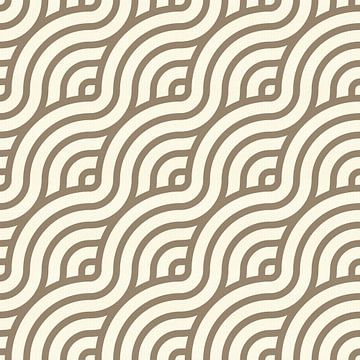 Abstract geometrisch golfpatroon in bruin en wit van Abstract Minimalist Art