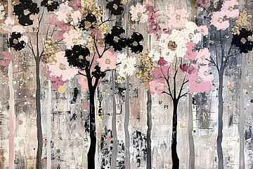 Abstract modern trees with flowers by Art & Soul Creations