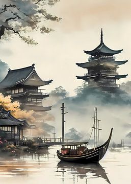 Japanese Village Boat by jauhari picture graphic