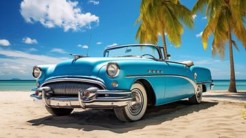 Amerikaanse auto uit de jaren 50 op het strand in Florida van Animaflora PicsStock