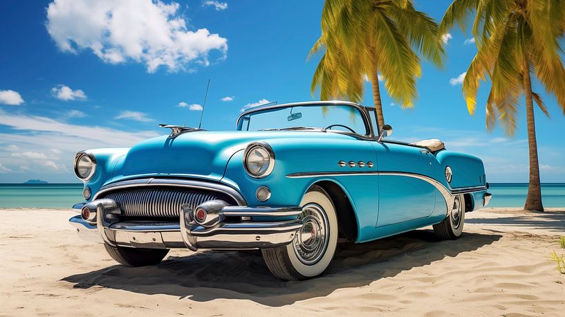US-Auto aus den 50er Jahren am Strand in Florida von Animaflora PicsStock