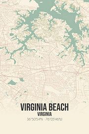 Carte ancienne de Virginia Beach (Virginie), USA. sur Affiches de lieux