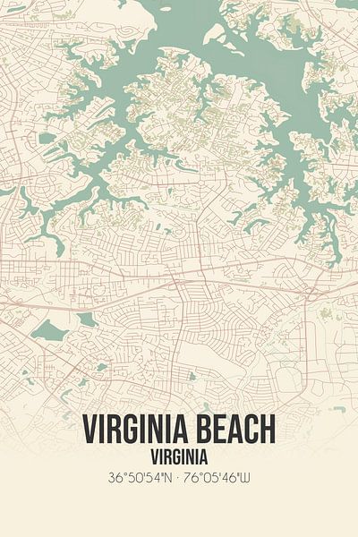 Vintage map of Virginia Beach (Virginia), USA. by Prints of Place