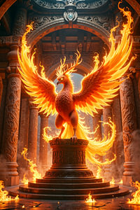 Fantasy Art Wandbild: PHOENIX - Der brennende Feuervogel der Wiedergeburt