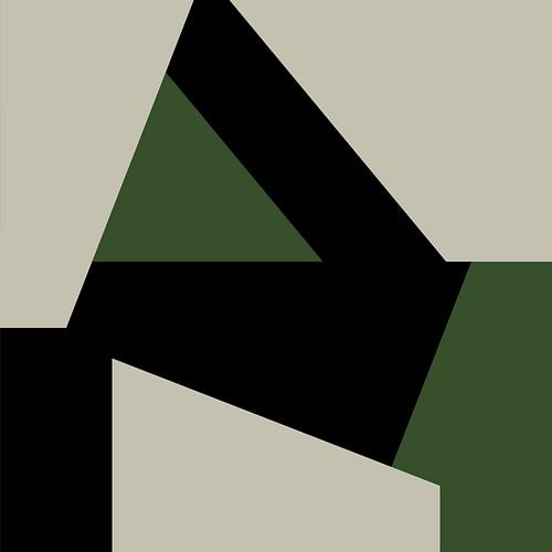 Vert Noir Blanc Formes abstraites no. 10