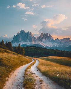 Dolomiten in Abendröte