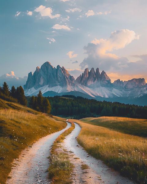 Dolomieten in avondgloed van fernlichtsicht