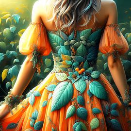 Fashion orange dress by Tatjana Korneeva