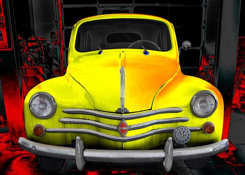 Gâteau à la crème de la Renault 4CV en jaune