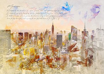 Manhattan met Empire State van Theodor Decker