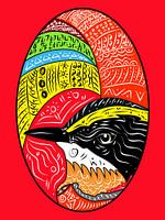 Colorful Bird Illustration with Tribal Patterns
