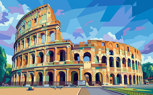 Colloseum WPAP Pop Art-illustratie op metalen poster
