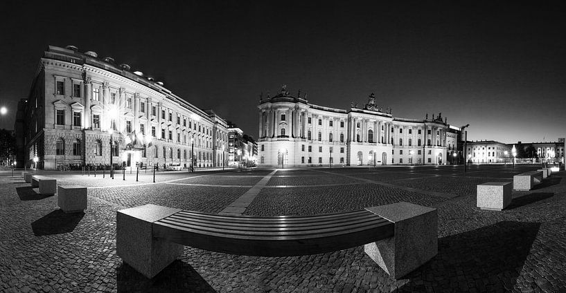 Bebelplatz Panorama at night (black and white) by Frank Herrmann