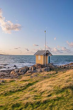 Geel huisje aan de Zweedse kust van Bianca Kramer