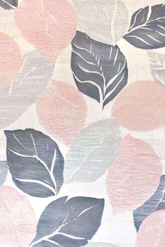 Motif organique de feuilles douces en rose pastel et gris