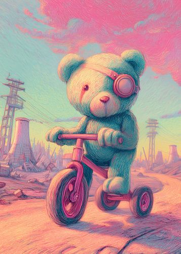 Ours en peluche borgne dans les terres désolées