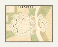 Oude plattegrond van de vestingwerken van Klundert