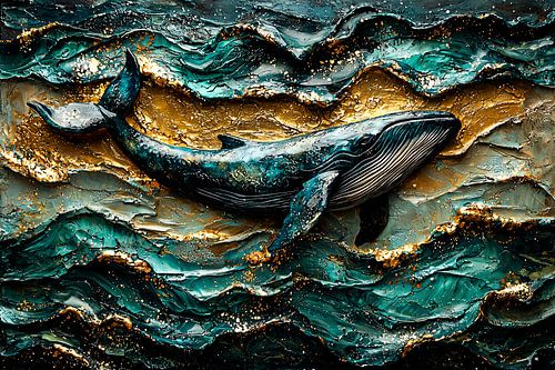 Majestueuze walvis in golven