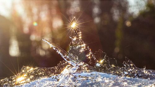 Zonnestralen op een ijssculptuur