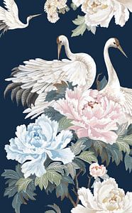 Pearly White Cranes I, Eva Watts  van PI Creative Art