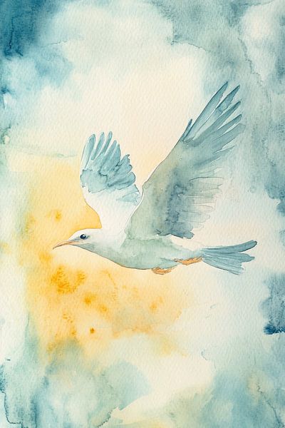 Aquarelle d'un oiseau en plein vol par Imperial Art House