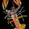 Peinture de homard. Noir et orange. sur Alie Ekkelenkamp