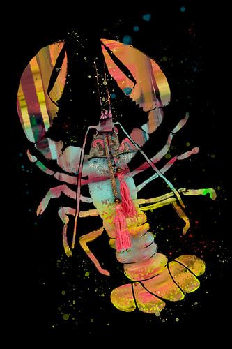 Lobster painting. Black and orange. by Alie Ekkelenkamp