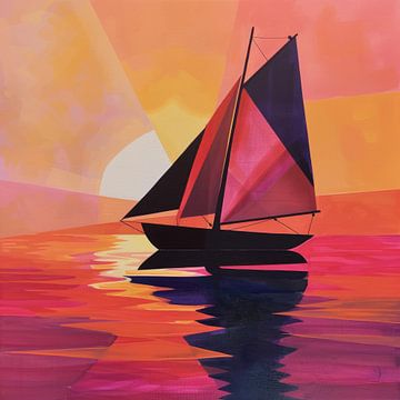 Abstracte Geometrische Zeilboot van Poster Art Shop